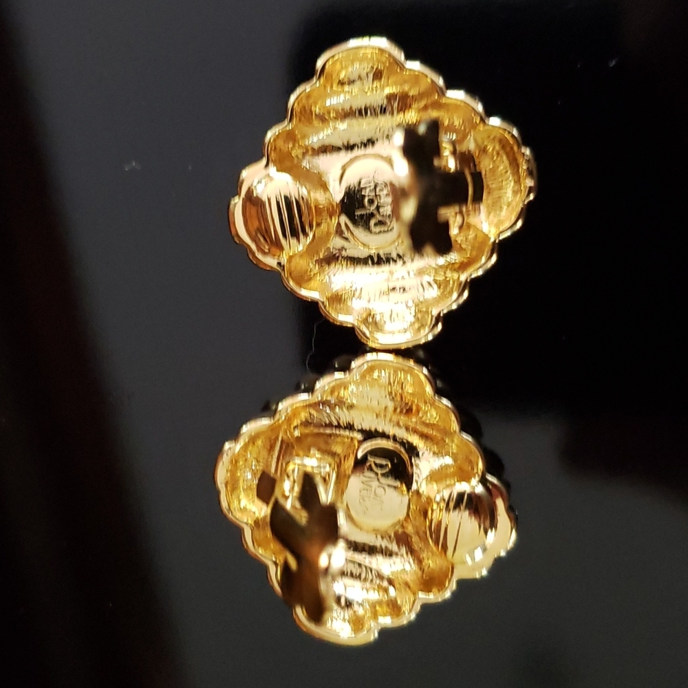 VTG Joan Rivers gold dipped ear clips, multicolor rhinestones - Picture 4 of 9